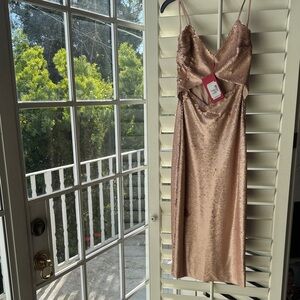 L'AGENCE Rose Gold Sequin Dress